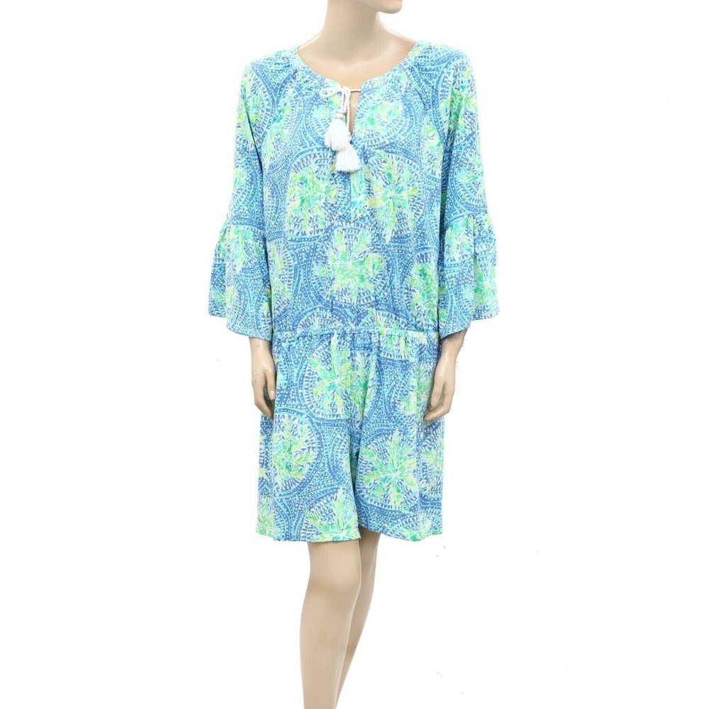 Lilly Pulitzer Del Lago Romper Dress Printed Flounce Sleeve Tassel XXS